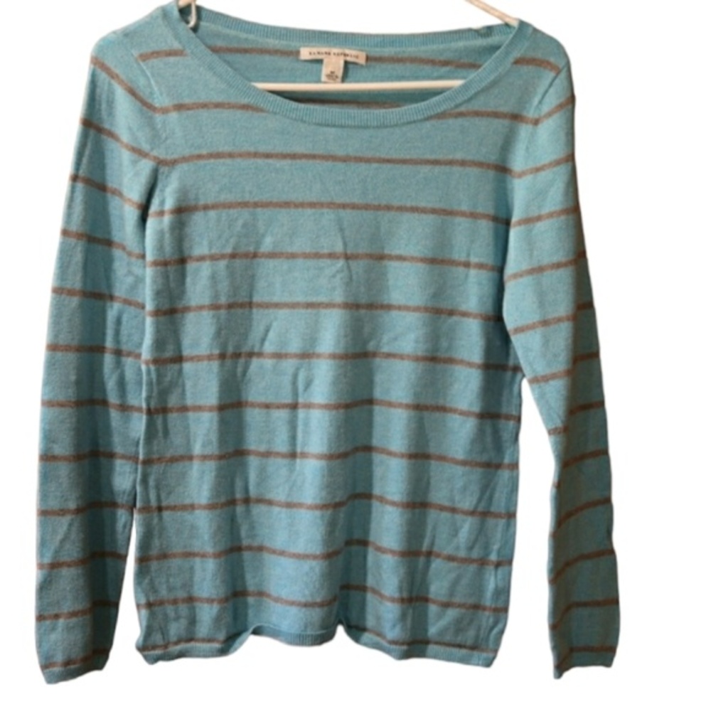 Banana Republic Blue Preppy Stripe Pullover Cotton Wook Blend Sweater Med